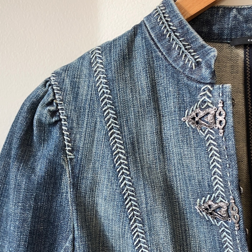 Elie Tahari Denim Jacket with Embroidered Details - Picture 3 of 15